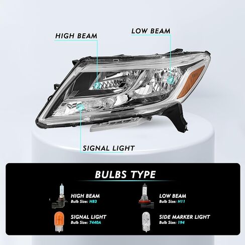 Headlight Assembly Set for 2013 2014 2015 2016 Nissan Pathfinder [Halogen Type] OEM Replacement Headlamp LH (Left/Driver Side) in Saudi Arabia