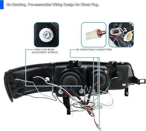 SPEC-D TUNING LED + Halo Pro Headlights Glossy Black Housing Smoke Lens Compatible with 1994-1997 Honda Accord 2/4 Door, Left + Right Pair Headlamps Assembly in Saudi Arabia