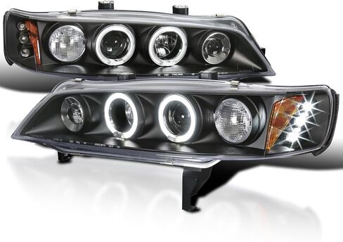 SPEC-D TUNING LED + Halo Pro Headlights Glossy Black Housing Smoke Lens Compatible with 1994-1997 Honda Accord 2/4 Door, Left + Right Pair Headlamps Assembly in Saudi Arabia