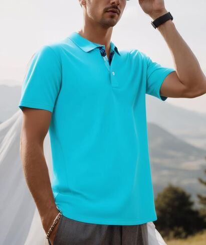 Mens Polo Shirts Summer Short Sleeve Golf Tennis T-Shirts in Saudi Arabia