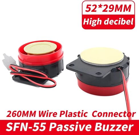 1PCS SFN-55 High Decibel 105dB 12V 3000Hz Passive Buzzer with Connector Alarm AC Anti-Theft Device(1PCS SFN-55 2P2.0) in Saudi Arabia