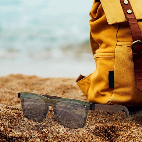 نظارات شمسية مستقطبة خشبية كبيرة جدًا للرجال مقاس XXL للرؤوس العريضة الكبيرة مقاس 155 مم، عدسة قطعة واحدة in Kuwait