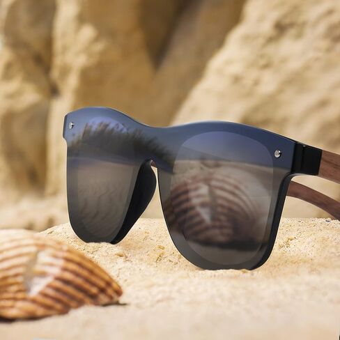 نظارات شمسية مستقطبة خشبية كبيرة جدًا للرجال مقاس XXL للرؤوس العريضة الكبيرة مقاس 155 مم، عدسة قطعة واحدة in Kuwait