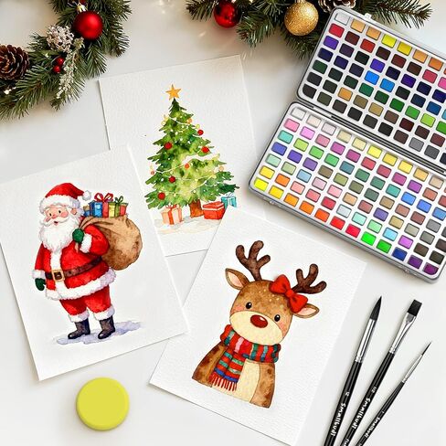 Watercolor Paint Set 168 Colors Including Metallic, Watercolor Kit with Case, Watercolor Paper, Paint Brushes, Palette and Accessories, Water Color Art Supplies Gift for Adults Kids Artists in Kuwait