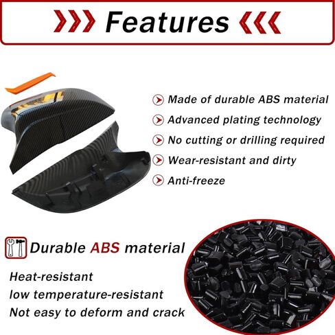 أغطية مرايا AUCERAMIC تناسب 2014-2020 Infiniti Q50 Sedan 2015-2020 Q60 Q70 QX30 استبدال قبعات مرآة الرؤية الجانبية (أسود لامع) in Kuwait