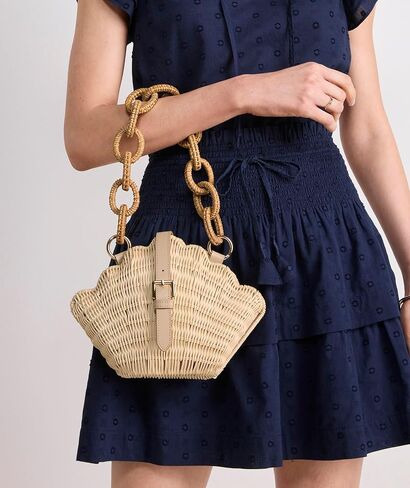 vineyard vines Wicker Clamshell Clutch, Cappuccino in Saudi Arabia