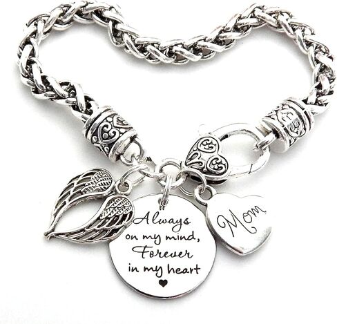 Memorial Bracelet In Memory of Mom Dad Son Daughter Sympathy Gift I will hold you in my heart until I hold you in Heaven in Saudi Arabia