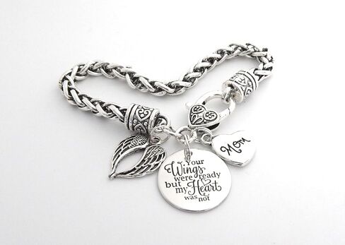Memorial Bracelet In Memory of Mom Dad Son Daughter Sympathy Gift I will hold you in my heart until I hold you in Heaven in Saudi Arabia
