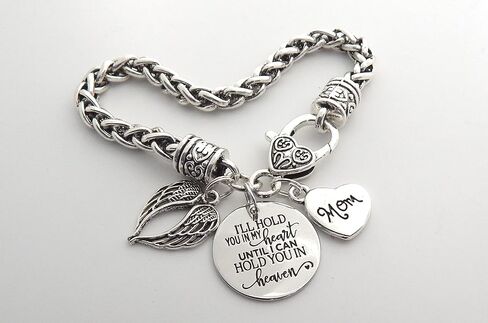 Memorial Bracelet In Memory of Mom Dad Son Daughter Sympathy Gift I will hold you in my heart until I hold you in Heaven in Saudi Arabia