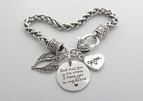 Memorial Bracelet In Memory of Mom Dad Son Daughter Sympathy Gift I will hold you in my heart until I hold you in Heaven in Saudi Arabia