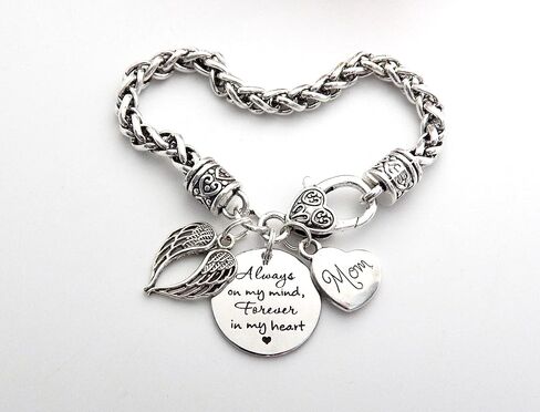 Memorial Bracelet In Memory of Mom Dad Son Daughter Sympathy Gift I will hold you in my heart until I hold you in Heaven in Saudi Arabia