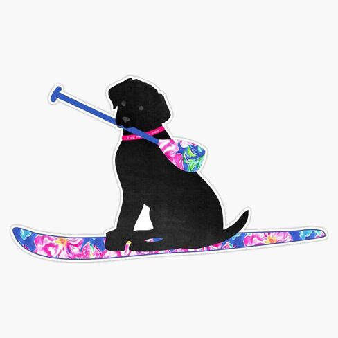 MAGNET Sup Preppy Black Lab - Lilly Inspired Stand Up Paddle Board Vinyl Waterproof Magnetic Sticker Vinyl Waterproof Magnet Decal Car 5" in Saudi Arabia