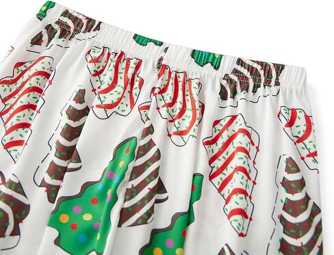 Meiweileya Christmas Tree Cake Pajamas for Women Satin Button Down Shirt Pants 2 Piece Holiday Set Cute Pj Party Friends Pjs in Kuwait