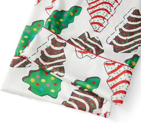 Meiweileya Christmas Tree Cake Pajamas for Women Satin Button Down Shirt Pants 2 Piece Holiday Set Cute Pj Party Friends Pjs in Kuwait