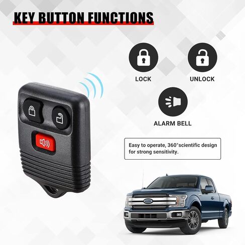 Generic 2 قطعة استبدال دخول بدون مفتاح عن بعد مفتاح فوب الفرس الارسال لفورد 1998-2016 F-150 F-250 F-350، مازدا، ميركوري، لينكولن - 3 زر in Saudi Arabia