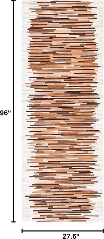 SAFAVIEH Studio Leather Collection 2' 3" x 8' Ivory/Brown STL814A Handmade Mid-Century Modern Entryway Foyer Living Room Bedroom Kitchen Runner Rug in Saudi Arabia
