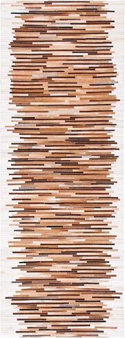 SAFAVIEH Studio Leather Collection 2' 3" x 8' Ivory/Brown STL814A Handmade Mid-Century Modern Entryway Foyer Living Room Bedroom Kitchen Runner Rug in Saudi Arabia