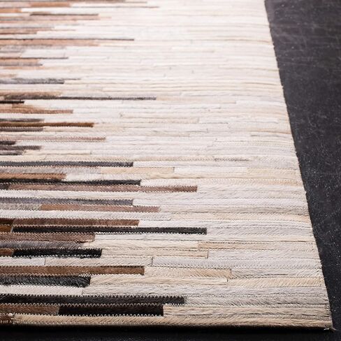 SAFAVIEH Studio Leather Collection 2' 3" x 8' Ivory/Brown STL814A Handmade Mid-Century Modern Entryway Foyer Living Room Bedroom Kitchen Runner Rug in Saudi Arabia
