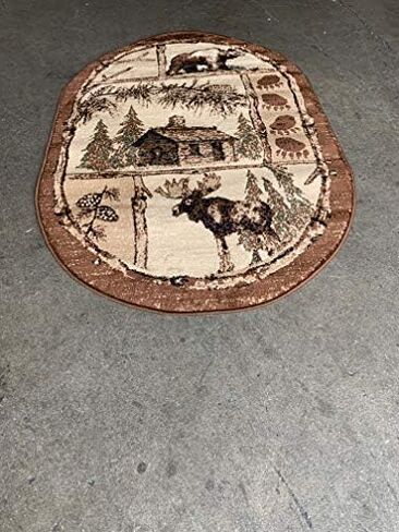 Cabin Style Oval Area Rug Big Bear Moose Country Lodge Wildlife Design 362 (3 Feet X 4 Feet 7 Inch Oval) in Saudi Arabia
