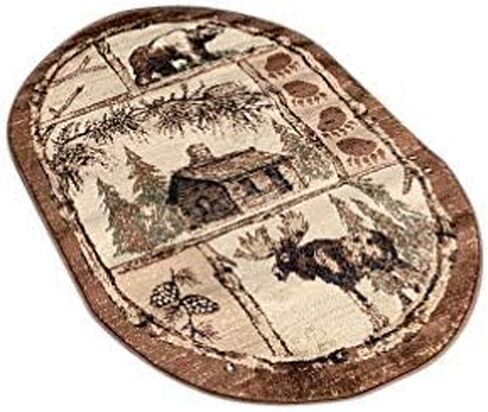 Cabin Style Oval Area Rug Big Bear Moose Country Lodge Wildlife Design 362 (3 Feet X 4 Feet 7 Inch Oval) in Saudi Arabia