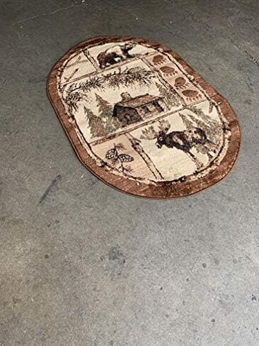 Cabin Style Oval Area Rug Big Bear Moose Country Lodge Wildlife Design 362 (3 Feet X 4 Feet 7 Inch Oval) in Saudi Arabia