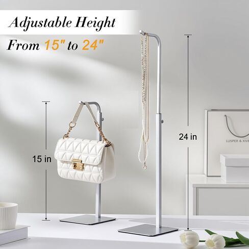 Purse Holder Handbag Display Stand: Gold Hanger Rack for Bags, Purses, and Wreath, Adjustable Hook Stand for Tabletop, Closet, and Retail Use for Vendors in Kuwait