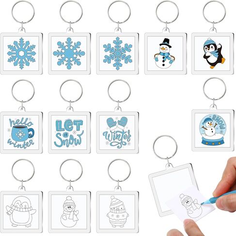 24 Pcs Acrylic Fall Keychains Crafts Color Your Own Fall Keychains Bulk DIY Fall Paper Crafts Kit Fall Gifts for Fall Thanksgiving Party Favor Gifts Activities, 12 Styles in Kuwait