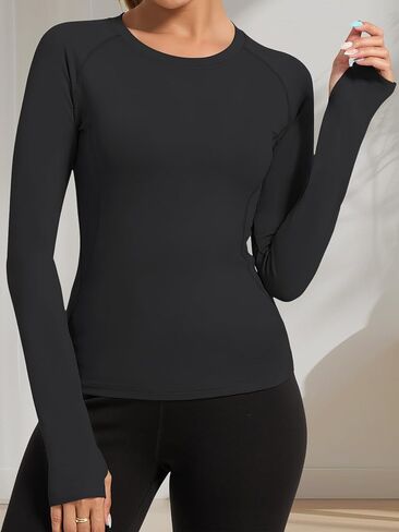 Women’s Long Sleeve Athletic Tops, Workout Shirts with Thumb Holes, Breathable Quick-Dry Yoga Tees in Saudi Arabia