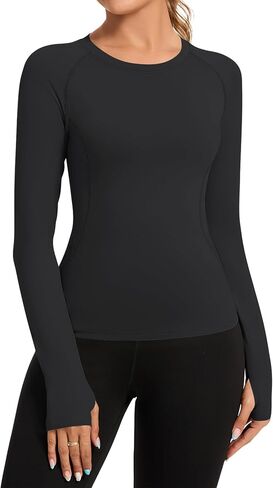 Women’s Long Sleeve Athletic Tops, Workout Shirts with Thumb Holes, Breathable Quick-Dry Yoga Tees in Saudi Arabia