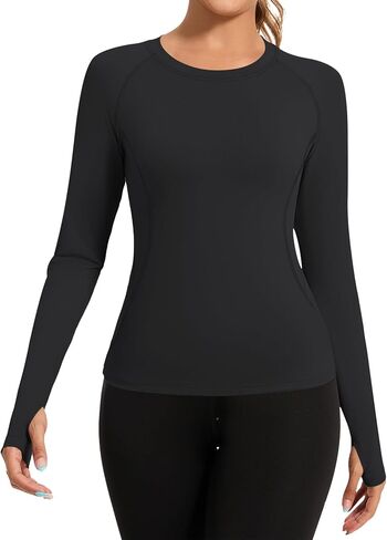 Women’s Long Sleeve Athletic Tops, Workout Shirts with Thumb Holes, Breathable Quick-Dry Yoga Tees in Saudi Arabia