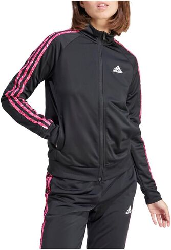 adidas Womens Essentials Animal Print Tricot 3 Stripes Athletic Outerwear Casual - Black - Size L in Saudi Arabia
