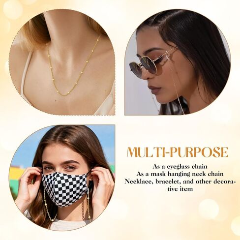 Glasses Chain for Women, 2PCS Eyeglass Chains, Gold & Silver, Eye Glasses Holders Around Neck – Lightweight & Stylish for Women in Saudi Arabia