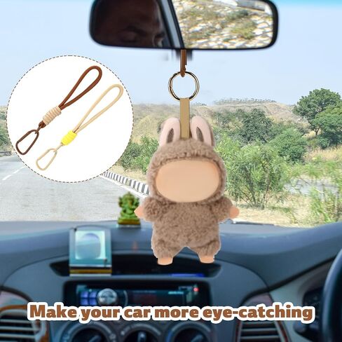 2pcs Cute Doll Car Hanging Strap, Rearview Mirror Decoration Lanyards for Doll Fans & Toy Collectors Practical Mirror Car Accessories Rope Home Office Room Bag Decor in Saudi Arabia