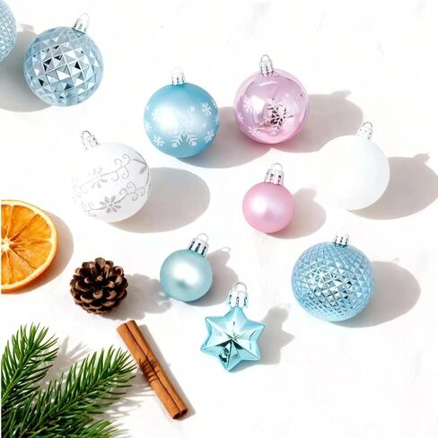 مجموعة 44 قطعة من زينة شجرة عيد الميلاد البلاستيكية، زينة كرة عيد الميلاد المعلقة مقاومة للكسر لديكور العطلات (أحمر وأبيض) in Kuwait
