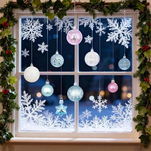 مجموعة 44 قطعة من زينة شجرة عيد الميلاد البلاستيكية، زينة كرة عيد الميلاد المعلقة مقاومة للكسر لديكور العطلات (أحمر وأبيض) in Kuwait