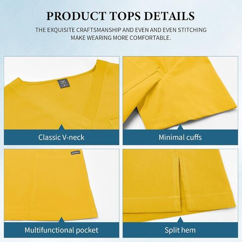 VIAOLI Women's Scrub Top & Jogger Pant with Yoga Waistband 10 Pocket Uniforms Solid Stretch Scrub Set Nursing in Kuwait