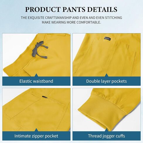 VIAOLI Women's Scrub Top & Jogger Pant with Yoga Waistband 10 Pocket Uniforms Solid Stretch Scrub Set Nursing in Kuwait