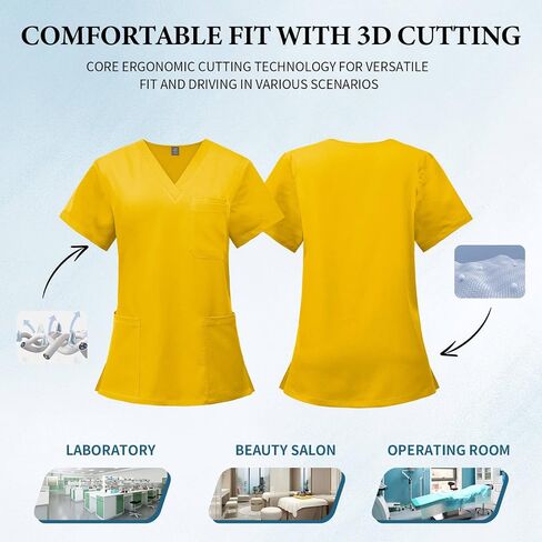 VIAOLI Women's Scrub Top & Jogger Pant with Yoga Waistband 10 Pocket Uniforms Solid Stretch Scrub Set Nursing in Kuwait