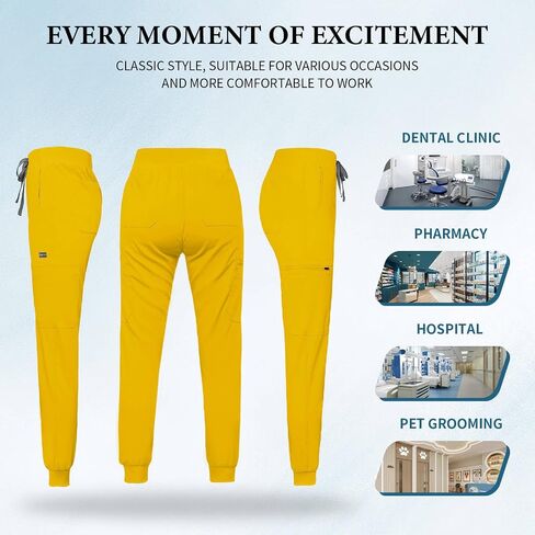 VIAOLI Women's Scrub Top & Jogger Pant with Yoga Waistband 10 Pocket Uniforms Solid Stretch Scrub Set Nursing in Kuwait