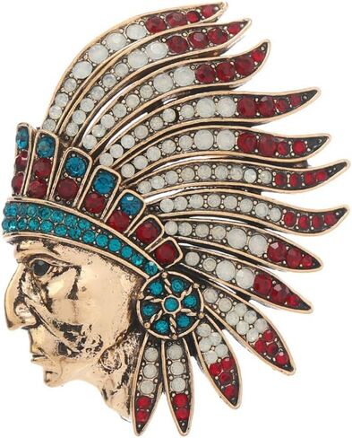 Rhinestone Indian Chief Head Brooch Pin for Women Men Gold Plated Fashion Creative Colorful Crystal Tribal Pendant Brooches Lapel Pins Delicate Hat Bag Suit Dress Accessories Holiday Festival Jewelry in Saudi Arabia