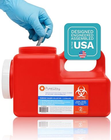 MailBack 1.4 Quart PureWay Sharps Container Disposal System - [PrePaid Return Label Included] for Home, Travel, Professional, and Personal Use in Saudi Arabia