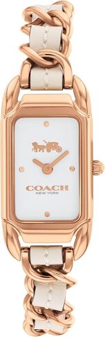 COACH Cadie Women's Watch - 2H Quartz Watch with Genuine Coach Leather on a Chainlink Bracelet - Water Resistant 3 ATM/30 Meters - Gift for Her - Premium Fashion Timepiece for Everyday Style - Adjustable- 17.50mm in Saudi Arabia
