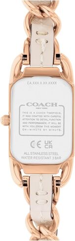 COACH Cadie Women's Watch - 2H Quartz Watch with Genuine Coach Leather on a Chainlink Bracelet - Water Resistant 3 ATM/30 Meters - Gift for Her - Premium Fashion Timepiece for Everyday Style - Adjustable- 17.50mm in Saudi Arabia