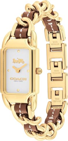 COACH Cadie Women's Watch - 2H Quartz Watch with Genuine Coach Leather on a Chainlink Bracelet - Water Resistant 3 ATM/30 Meters - Gift for Her - Premium Fashion Timepiece for Everyday Style - Adjustable- 17.50mm in Saudi Arabia