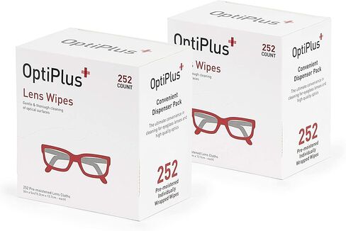 OptiPlus Eyeglass Lens Wipes l Pre-Moistened l Cleaning Wipes for Glasses, Computer & Laptops Screens, Smart Phones, Optical Lens, Goggles, and Watch Screen l Quick-Dry & Scratch-Free | 252 Count in Kuwait