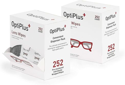 OptiPlus Eyeglass Lens Wipes l Pre-Moistened l Cleaning Wipes for Glasses, Computer & Laptops Screens, Smart Phones, Optical Lens, Goggles, and Watch Screen l Quick-Dry & Scratch-Free | 252 Count in Kuwait