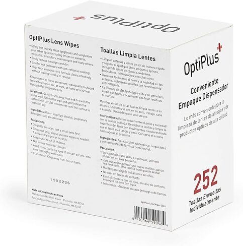 OptiPlus Eyeglass Lens Wipes l Pre-Moistened l Cleaning Wipes for Glasses, Computer & Laptops Screens, Smart Phones, Optical Lens, Goggles, and Watch Screen l Quick-Dry & Scratch-Free | 252 Count in Kuwait