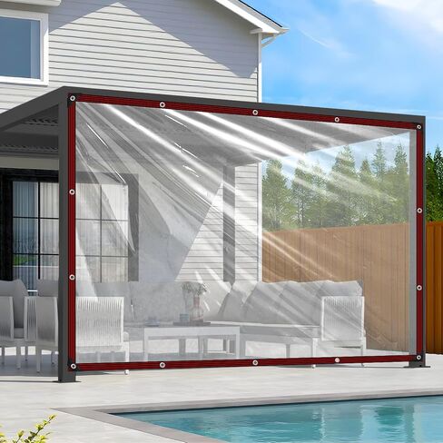 Clear Tarp Waterproof 6x8 Tarps Heavy Duty Plastic Tarp with Grommets Clear Vinyl Tarps for Outdoor Patio Enclosure Chicken Coop Cover Waterproof Transparent Tarpaulin for Porch Greenhouse Plant in Saudi Arabia