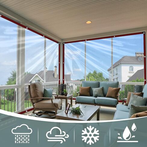 Clear Tarp Waterproof 6x8 Tarps Heavy Duty Plastic Tarp with Grommets Clear Vinyl Tarps for Outdoor Patio Enclosure Chicken Coop Cover Waterproof Transparent Tarpaulin for Porch Greenhouse Plant in Saudi Arabia