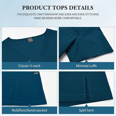 VIAOLI Women's Scrub Top & Jogger Pant with Yoga Waistband 10 Pocket Uniforms Solid Stretch Scrub Set Nursing in Kuwait